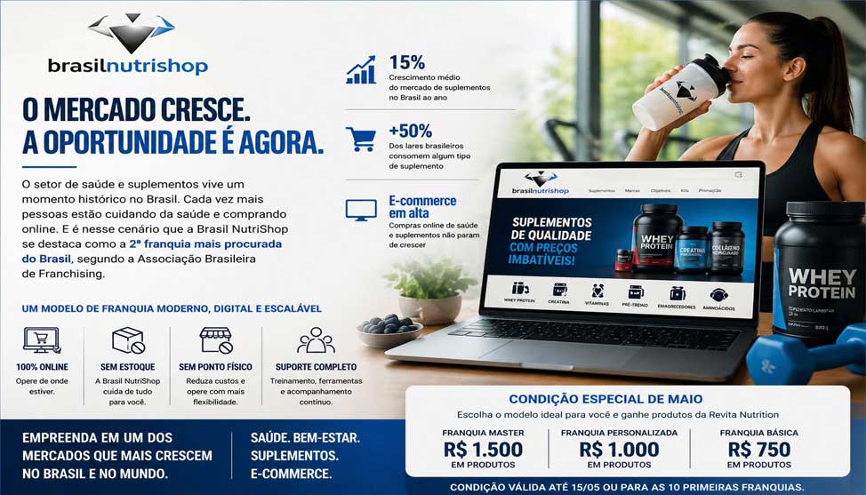 Franquia de suplemento online Brasil Nutri Shop